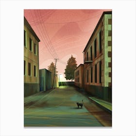 Pink and Green Street Scene Canvas Print