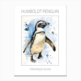 Humboldt Penguin Fernandina Island Watercolour Painting 2 Poster Canvas Print