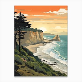 West Coast Trail New Zealand 4 Vintage Travel Illustration Canvas Print
