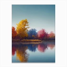 Autumn Trees Reflected In A Lake Canvas Print