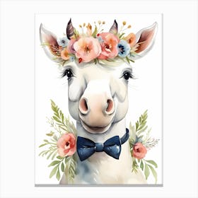 Baby Unicorn Flower Crown Bowties Woodland Animal Nursery Decor (20) Canvas Print