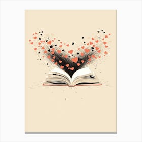 Open Book Coral Hearts Canvas Print