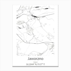 Jaworzno,Poland Minimalist Map Canvas Print