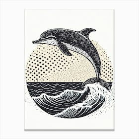 A Playful Dolphin Leaping From Ocean Waves Canvas Print