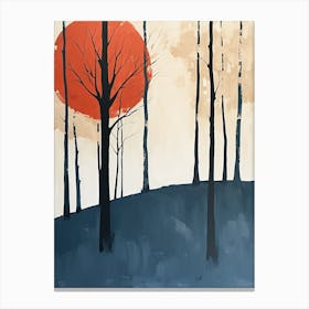 Sunset In The Woods, Minimalism Canvas Print