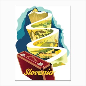 Slovenia, Tourist Attractions and a Suitcase Canvas Print