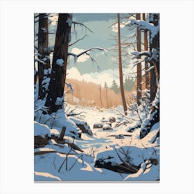 Winter Forest Landscape Illustration 1 Canvas Print