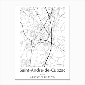 Saint Andre De Cubzac,France Minimalist Map Canvas Print