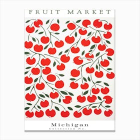 Cherries Fruit Poster Gift Michigan Market Canvas Print