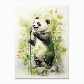Panda Art Performing Stand Up Comedy Watercolour 1 Canvas Print