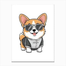 Corgi In Sunglasses Canvas Print