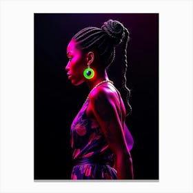 Woman With Neon Earrings Canvas Print