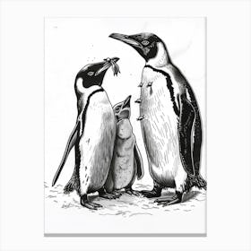Emperor Penguin Feeding Their Chicks 2 Canvas Print