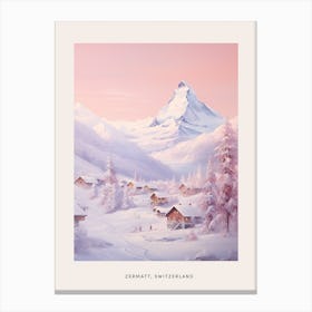 Dreamy Winter Painting Poster Zermatt Switzerland 2 Canvas Print
