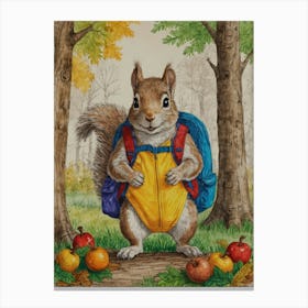 Squirrel With Backpack 1 Canvas Print