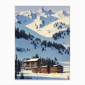 Flaine, France Ski Resort Vintage Landscape 1 Skiing Poster Canvas Print