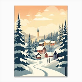 Vintage Winter Travel Illustration Lapland Finland 3 Canvas Print