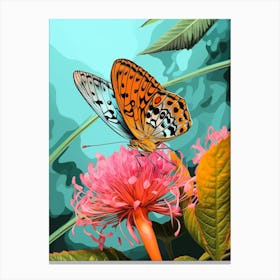 Pop Art Silver Washed Fritillary Butterfly 2 Canvas Print