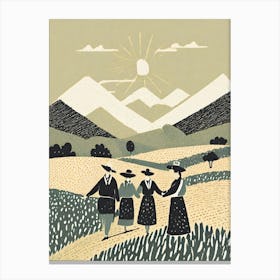 A Harvest Scene With Farmers Celebrating In The Fields Ukiyo-E Canvas Print