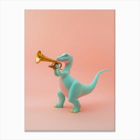 Pastel Toy Dinosaur Playing The Trumpet 2 Canvas Print