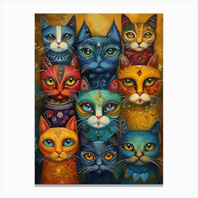 Funky Cats Painting Beautiful 1 Canvas Print