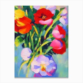 Eustoma Floral Abstract Block Colour 2 Flower Canvas Print