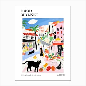 The Food Market In Malibu 1 Illustration Poster Canvas Print