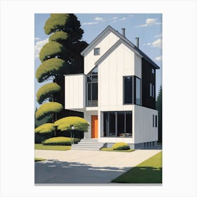Minimalist Modern House Illustration (8) Canvas Print