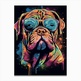 Bulldog With Sunglasses Pop Canvas Print