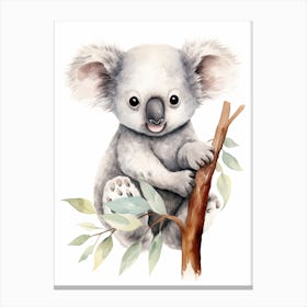 Koala Watercolour In Autumn Colours 2 Canvas Print