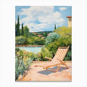 Sun Lounger By The Pool In Sardinia Italy Canvas Print