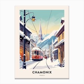 Vintage Winter Travel Poster Chamonix France 1 Canvas Print