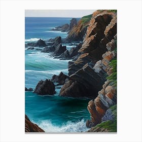 Coastal Cliffs And Rocky Shores Waterscape Crayon 2 Canvas Print