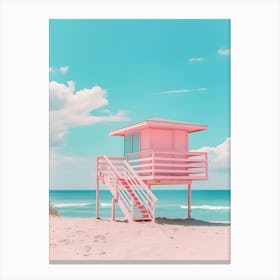 Pink Lifeguard Tower 1 Canvas Print