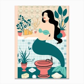 Mermaid In The Bathroom Canvas Print