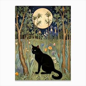 William Morris Black Cat In The Forest 12 Canvas Print