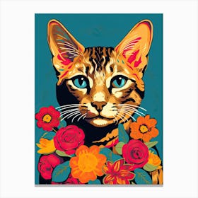 Egyptian Cat With A Flower Crown Painting Matisse Style 3 Canvas Print