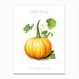 Hello Autumn Carnival Squash Pumpkin Watercolour Illustration 2 Canvas Print