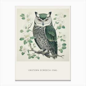 Ohara Koson Inspired Bird Painting Eastern Screech Owl 1 Poster Canvas Print