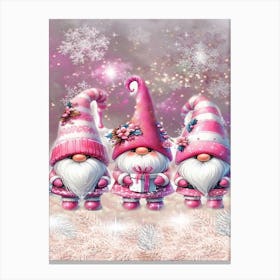 Christmas Gnomes in Pink Canvas Print