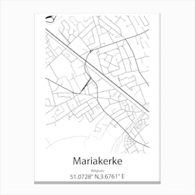 Mariakerke,Belgium Minimalist Map Canvas Print