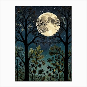 Night In The Forest Style William Morris Art Print Canvas Print