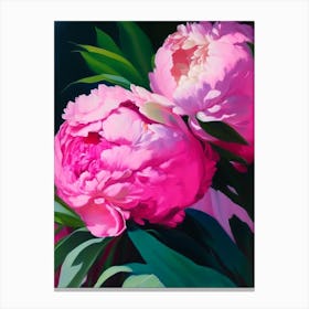 Festiva Maxima Peonies Pink Colourful Painting Canvas Print