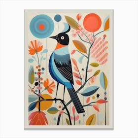 Colourful Scandi Bird Mockingbird 1 Canvas Print
