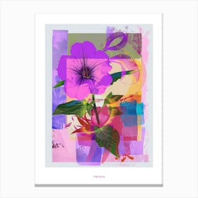 Petunia 3 Neon Flower Collage Poster Canvas Print