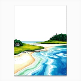 Watercolor Of The Beach Canvas Print