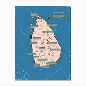 Sri Lanka Vintage Map Canvas Print