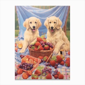 Puppies Picnic Kitsch 4 Canvas Print