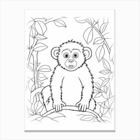 Line Art Jungle Animal White Faced Capuchin 1 Canvas Print