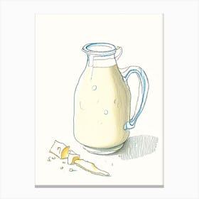 Low Fat Buttermilk Dairy Food Pencil Illustration Canvas Print